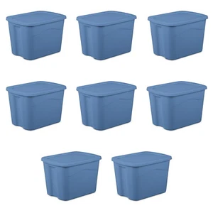 8 PCS Storage Bin 18 Gallon Plastic Container w/ Snap-on Lid Home Organization - Picture 1 of 10