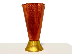 Portaombrelli rosso-arancione vintage | alluminio anodizzato e ottone | anni 60 - Imagen 1 de 10
