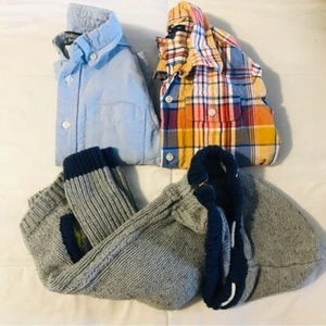 Bundle Boys Long Sleeve Collared Button Front Shirts and Knit Cardigan size XS 4 - Picture 1 of 4