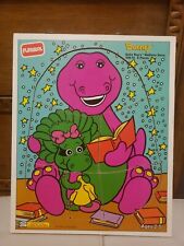 Vintage Playskool Wood Puzzle Barney Baby Bop's Bedtime Story #328-01 6 Pc 1993