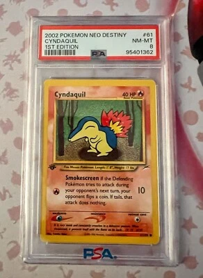 PSA 8 Cyndaquil 61/105 1st Edition Neo Destiny 2002 Pokemon TCG NM-MT - Image 1 of 2