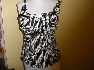 Fashion Bug black white dots swimsuit tankini top adult size 8 - Image 1 of 4
