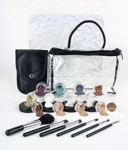 20pc STARTER KIT w/BRUSHES Mineral Makeup Sample Size Set Foundation Eye Shadows - Picture 1 of 53