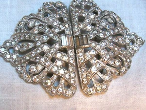 Vintage Large 2-Part Rhinestone Belt Buckle Great! - Picture 1 of 7