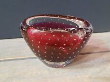 Vintage 60s Vicke Lindstrand for Kosta Boda Bubble Encased Red Glass Vase / Bowl