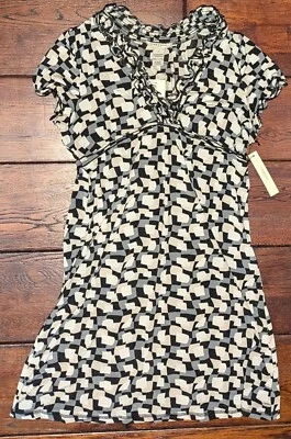 VERTIGO PARIS Mujer Vestido Manga Corta Estampado Cubos Bebé Gris Combo Talla L Nuevo con Etiquetas Foto 1 de 4