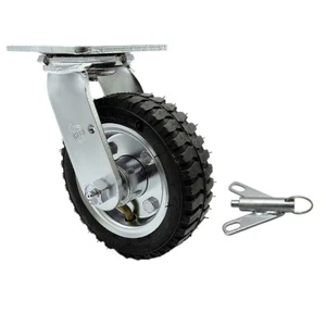6 Inch Black Pneumatic Wheel Swivel Caster with Bolt Swivel Lock Service Caster - Picture 1 of 5