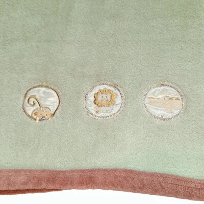 Beansprout Bean Sprout Monkey Lion Alligator Green Brown Baby Blanket 31" X 35" - Image 1 of 4