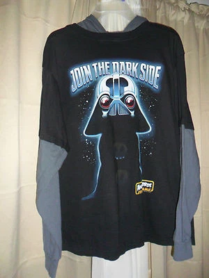 Camiseta Black Angry Birds Star War nova sem etiquetas Join The Dark Side com capuz tamanho 14/16  - Imagem 1 de 4