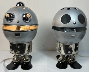 2 Rare Mcm Retro Metallic Robot Lamp by Satco Works Great Vintage Antique Robot - Picture 1 of 9