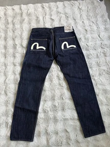 EVISU MENS JAPANESE HANDPRINTED SEAGULL STRAIGHT FIT RAW DENIM SELVEDGE JEANS - Picture 1 of 5
