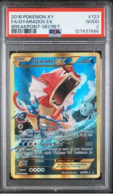 2016 POKEMON XY BREAKPOINT SECRET #123 FULL ART/GYARADOS EX PSA 2 - Image 1 of 2