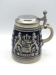 DEUTSCHLAND "BAYERN" ZINN BIERKRUG MIT DECKEL - NIE BENUTZT - Bild 1 von 6