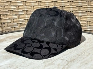 VTG Coach Signature Monogram Logo Black Adjustable Baseball Cap Hat Made In USA - Picture 1 of 10