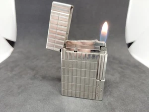 Vintage Dupont gas lighter Gatsby Silver Intersect Line 2 Working Condition - Picture 1 of 8