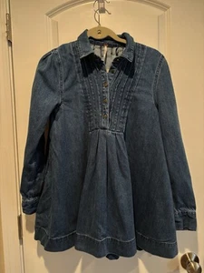Free People Baby Blues Denim Tunic Dress Shirt Oversized Pockets Women’s XS - Picture 1 of 6