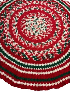 Handgefertigte gehäkelte Weihnachten Mandala Decke - rot, grün und weiß 64" Durchmesser - Bild 1 von 5