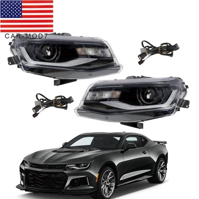 For 2016-2018 Chevy Camaro Halogen Projector Headlights w/DRL LED Switchback - Image 1 of 4
