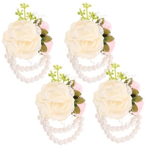  4 Stück Hochzeit Corsaage Corsagen für Frauen Brautjungfer Blume Handgelenk - Bild 1 von 20