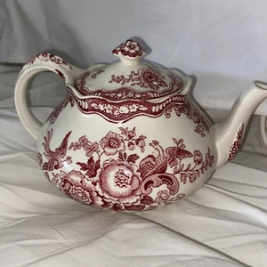 VTG RARE Bristol Pink Crown Ducal England Teapot Lid Floral Flowers Transferware - Picture 1 of 14