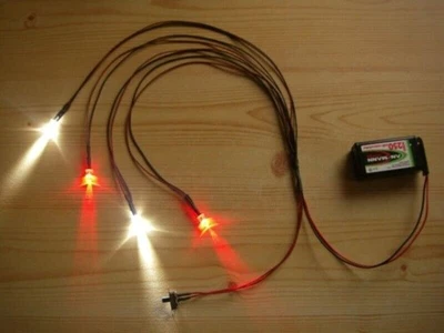 LED Beleuchtung RC Tuning Xenon 1:8 1:10 1:18 1:24 + Schalter Batterieclip S215 - Bild 1 von 4