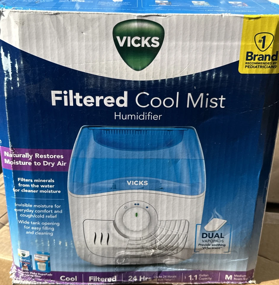 ⚡️VICKS Filtered Cool Mist Humidifier 24HR Medium Room 1.1 Gal.  VEV400V1 - Image 1 of 1