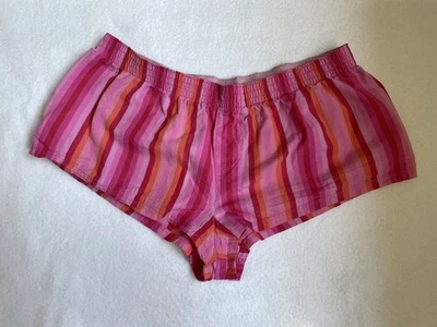 Años 90 Y2K Victorias Secret Rosa Magenta Rayas Y2K Botín Corto Dormir Pantalones Cortos XS Foto 1 de 4