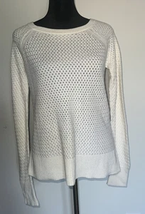 American Eagle Outfitters Women's Ivory Open Weave Back Zip Sweater Size M - Picture 1 of 9