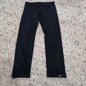 Pantalones de mezclilla Uniqlo con ribete para hombre 34x31 negros ajustados rectos tiro bajo - Imagen 1 de 11