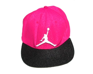 Vintage ⭐Nike Air Jordan Snapback⭐ Textured Hat Jumpman Youth Pink/Black - Nice! - Picture 1 of 6