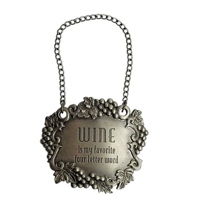 Ganz Pewter 葡萄酒瓶悬挂标志礼品标签 - 适用于瓶子或醒酒器 — 第 1/4 张图片