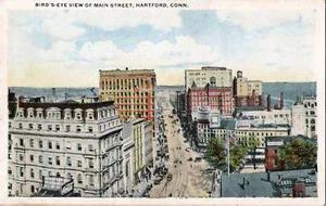 Postcard Connecticut Hartford Birds-Eye View Main St 1920s - Picture 1 of 1