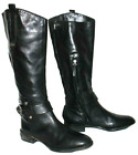 Sam Edelman Poe Black Premium Leather Belted Zip Riding Boots 6.5 Us Excellent
