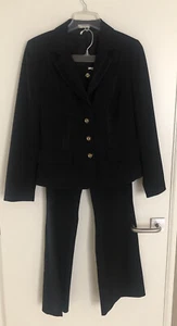 Gorgeous￼! Caché Woman’s Black Tuxedo/Tux Pant Suit Pants SZ 6 Jacket SZ 10 - Picture 1 of 12