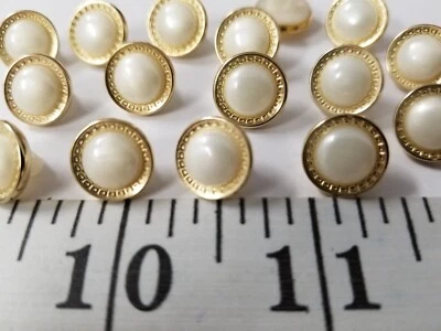 VINTAGE BUTTONS SET OF 11 SMALL PEARL GOLD METAL TUZ2470 LAST! - Image 1 of 2