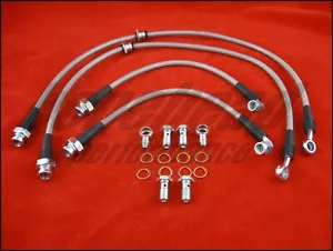 Líneas de freno trenzadas de acero inoxidable Techna-Fit para Infiniti FX35 VQ35 2003-2008 - Imagen 1 de 5