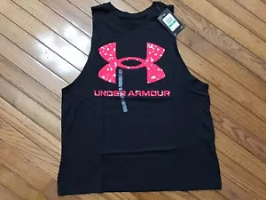 New Under Armour Women's Tank Top Workout Stretch Knit Black Pink Large (D29) - Picture 1 of 7
