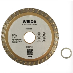 2x 105mm Turbo Diamond Cutting Disc Dry Wet 4" Circular Saw Blade 2*7mm 20/16mm - Picture 1 of 4