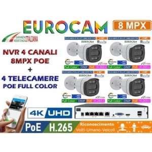 NVR Videoüberwachungskit 4 KANAL POE ODER 8MPX + 4 POE FULL COLOR 4MPX Kameras - Bild 1 von 5
