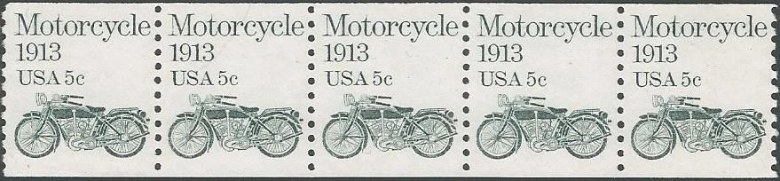 Strip of 5 stamps - Scott 1899 - 5 cent - Motorcycle - 1983 - MNH - Image 1 of 1