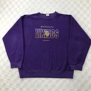 Vintage Minnesota Vikings Sweatshirt Men XL Purple Inside Out Fleece 90s Riddell - Picture 1 of 11