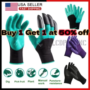 Gardening Digging Planting Pruning Tools Lawn Care 8 Claws Garden Genie Gloves - Picture 1 of 17