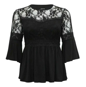 TORRID ( 0X ) Spitze schwarz Glocke Babydoll Top Illusion Herzausschnitt Goth Gothic - Bild 1 von 5