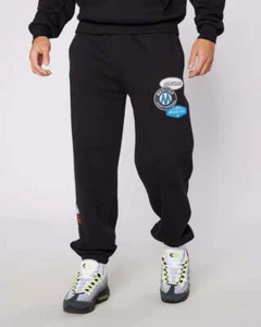 Pantalones de chándal Mercier de vellón con bolsillos calce relajado insignia original negros - Imagen 1 de 4