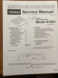 CLARION A1503 AMPLIFIER ORIGINAL SERVICE REPAIR MANUAL - Picture 1 of 1