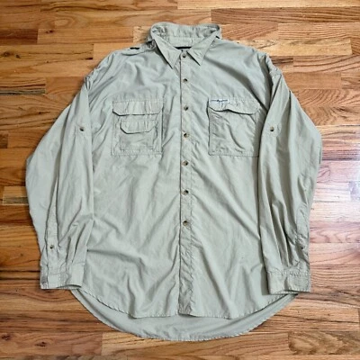 Hook & Tackle AIR/X Men's 2XL Khaki Fishing Shirt 50 UPF UV Mesh Vent Quick Dry Foto 1 de 4