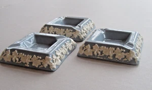 Wedgwood Embossed Queensware (Plain) Cream on Lavender Three Square Ashtrays - Picture 1 of 4
