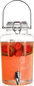 Glass Beverage Dispenser with Spigot, Cold Drink Ice Tea Dispenser with Trigg... - Picture 1 of 1