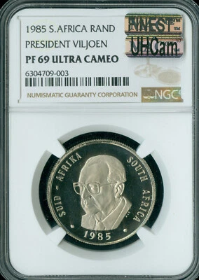 1985 SOUTH AFRICA 1 RAND NGC PF69 MAC UHCam FINEST GRADE MAC SPOTLESS *  - Image 1 of 2