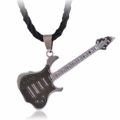 COLLANA CIONDOLO CHITARRA ELETTRICA PUNK ROCK PENDENT UNISEX COLLARE DARK METAL - Immagine 1 di 4